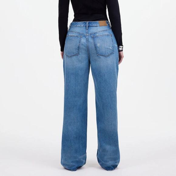 Madewell Curvy Low-Slung Baggy Jeans High Rise Wide Leg Hamburg Wash NWT 32T - Picture 2 of 8